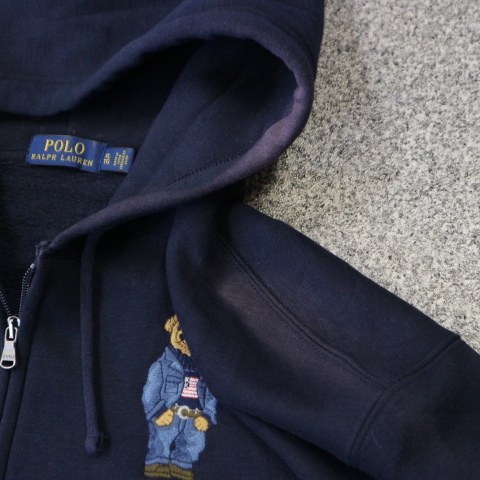 Polo Ralph Lauren ポロベア スウェット パーカー XL ネイビー POLO BEAR ロゴ 刺繍 フルジップ トレーナー ポロ ラルフローレン_画像8