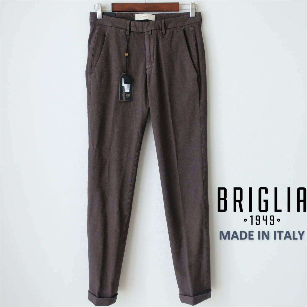 新品 未使用 BRIGLIA 1949 イタリア製 メンズ ストレッチ パンツ