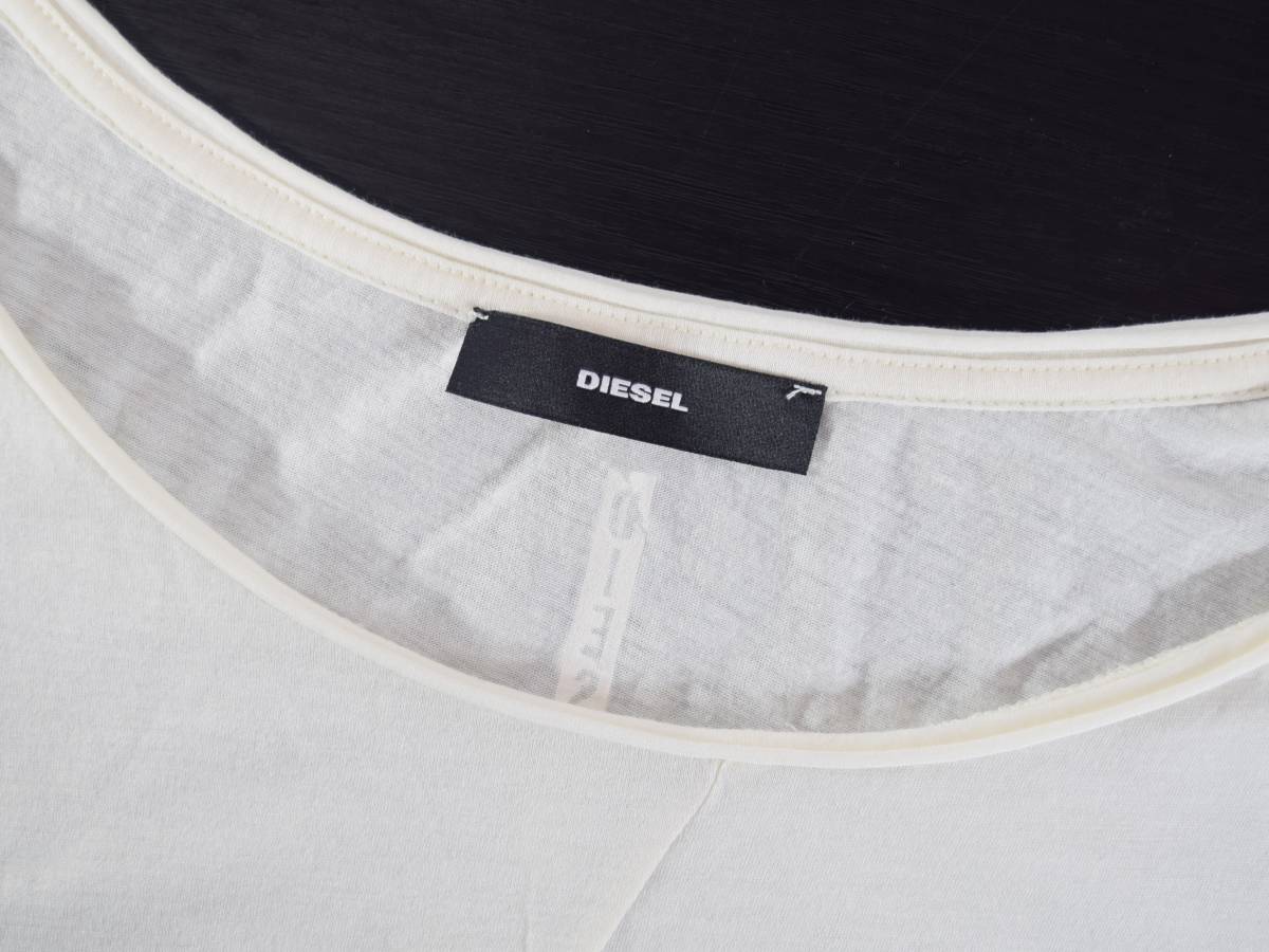 [ бесплатная доставка ][ прекрасный товар Portugal производства ]DEISEL дизель женский XS cut and sewn длинный футболка тонкий принт Logo белый короткий рукав TEE