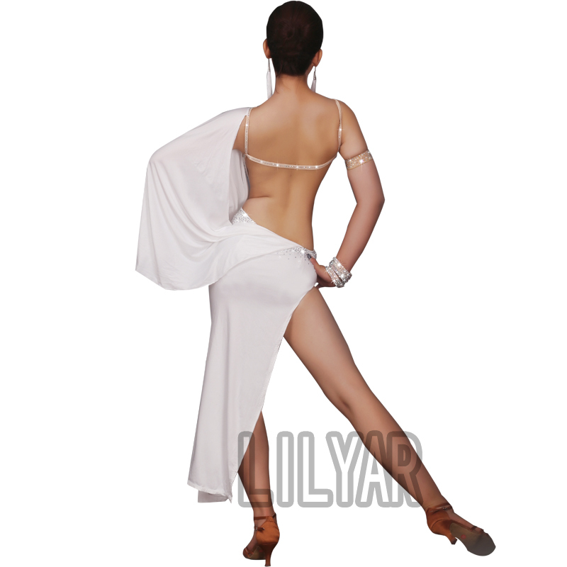 新品　レディース社交ダンス衣装　ラテンドレス　ホワイト　ドレスの単品（付属品なし）　S～XL選択可_画像4