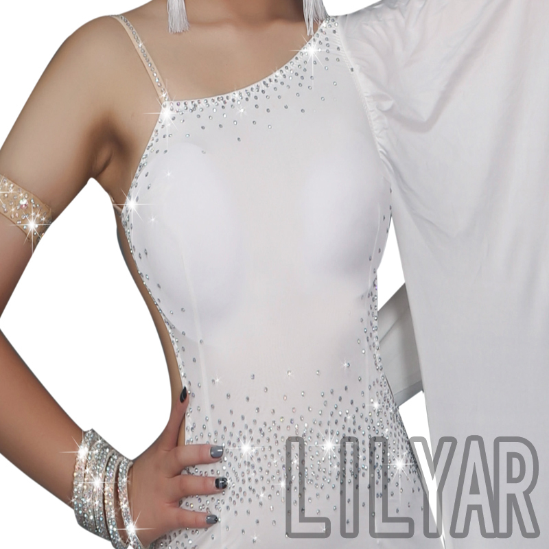 新品　レディース社交ダンス衣装　ラテンドレス　ホワイト　ドレスの単品（付属品なし）　S～XL選択可_画像5