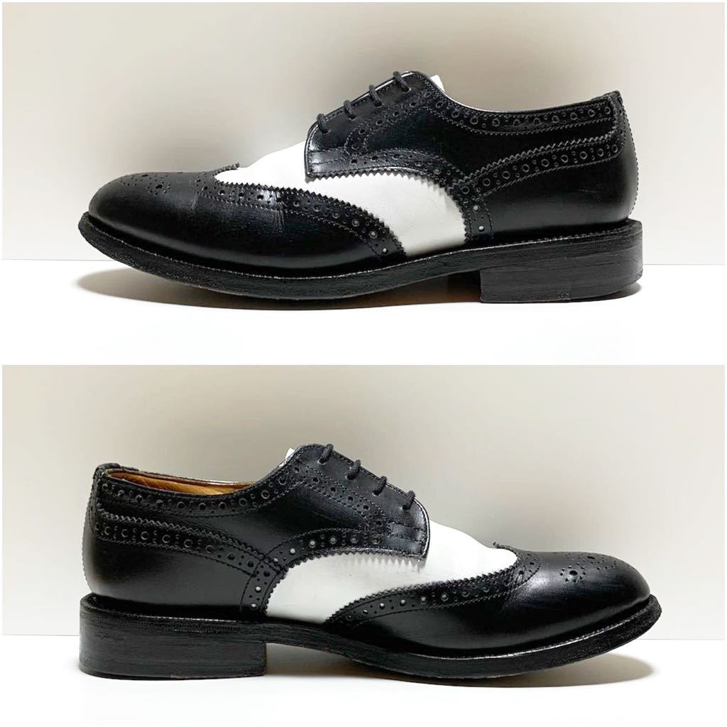 トリッカーズ Tricker's レザー ウイングチップ シューズ 白黒 トリッカーズ Tricker's レザー ウイングチップ シューズ 白黒