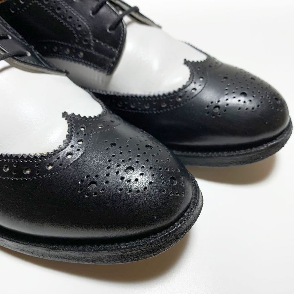 トリッカーズ Tricker's レザー ウイングチップ シューズ 白黒 トリッカーズ Tricker's レザー ウイングチップ シューズ 白黒