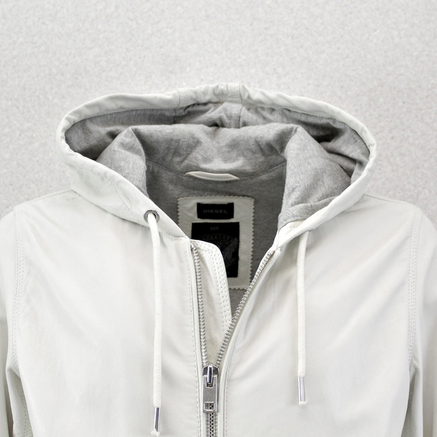 DIESEL レザーパーカー ホワイト bckediri.beacukai.go.id
