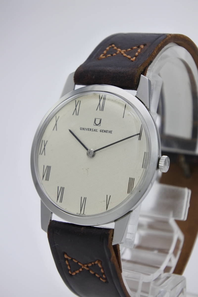 スイス名門☆1970年代頃製UNIVERSAL GENEVE　ユニバーサル ジュネーブ　手巻紳士腕時計　収蔵品