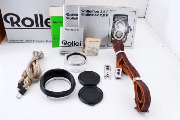 Rolleiflex 2.8 F Xenotar 80mm F2.8 ローライフレックス ホワイトフェイス クセノター フード ケース ストラップ 元箱_画像2