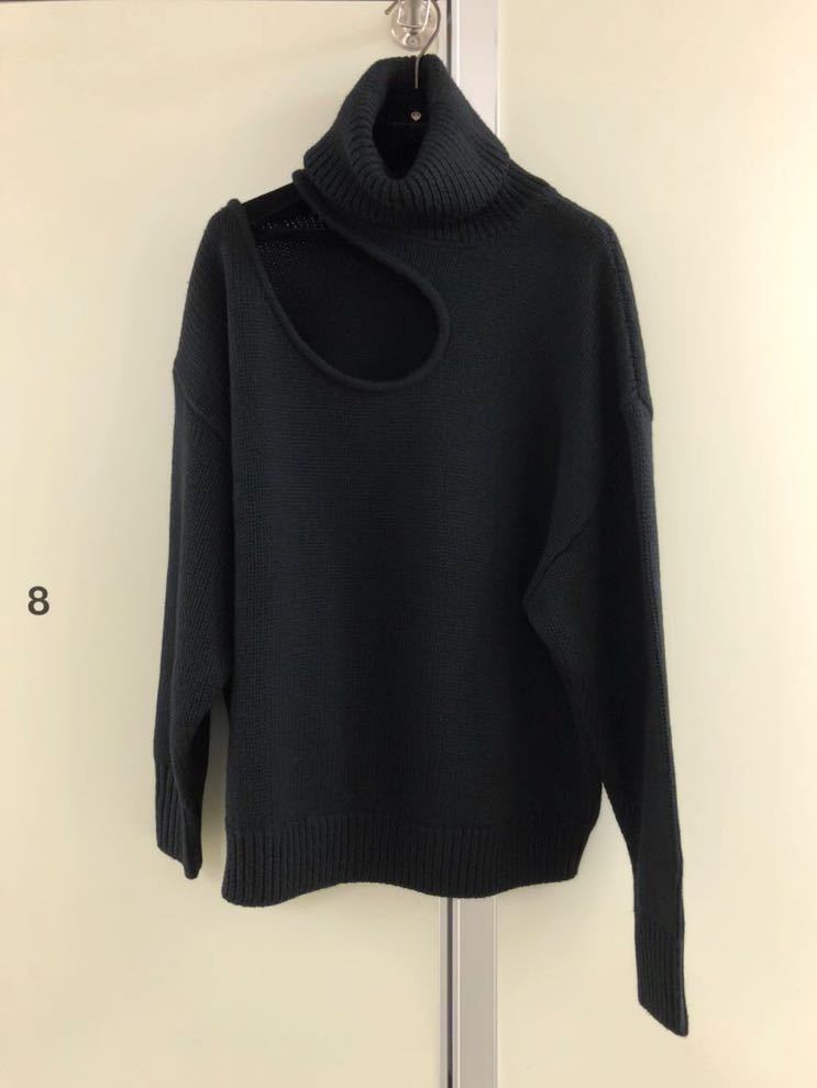 【MONSE】モンス BLACK cut-out カットアウト デザイン ニット S wool 黒 knit セーター ランウェイ ルック_画像2