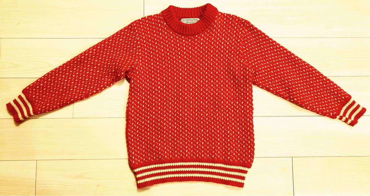 セーター　ニット　かわいい　美品　レディース　メンズ　ビンテージ　赤　レッド　柄　