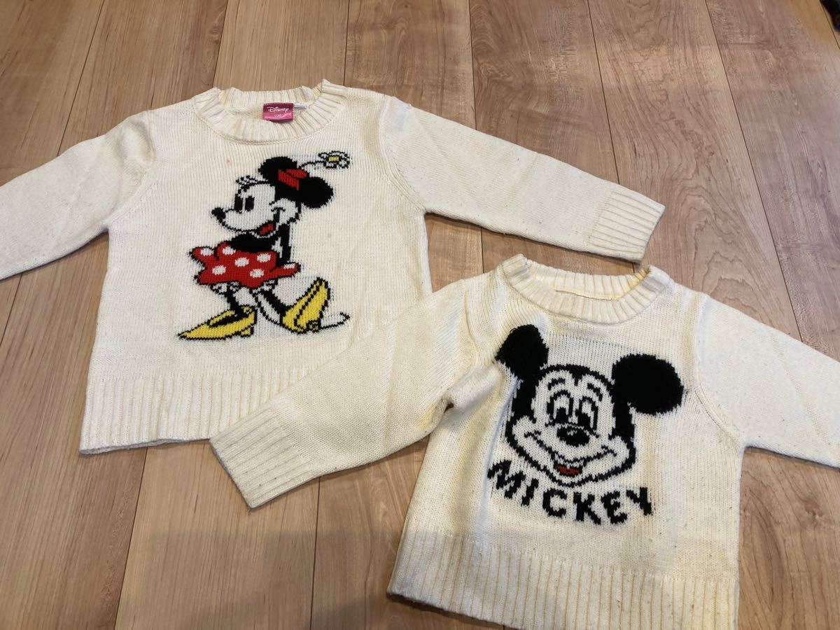 ディズニー ミッキー ミニー ニットセーター 姉弟コーデ 100cm ディズニー ミッキー ミニー ニットセーター 姉弟コーデ 100cm