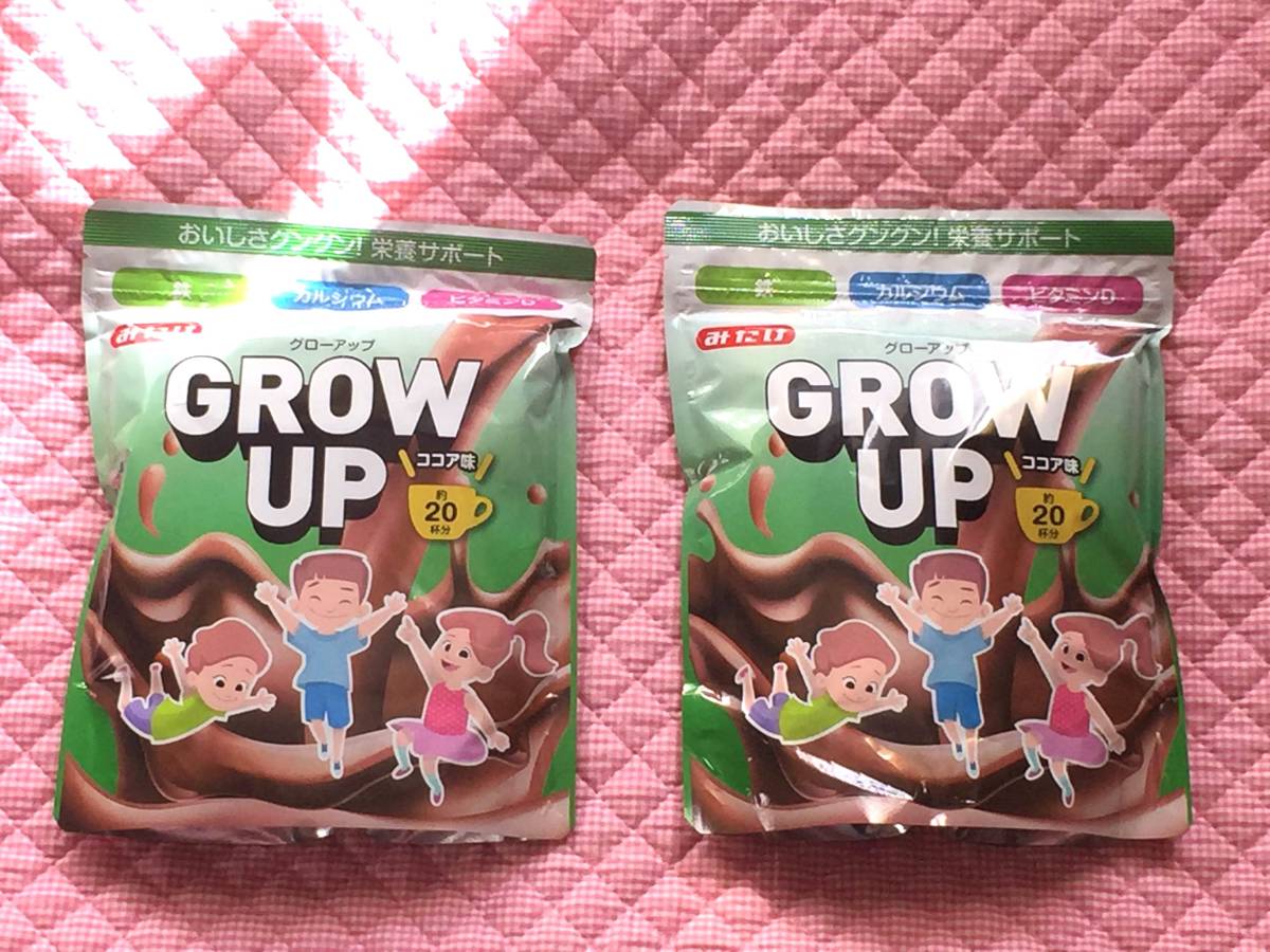 即決！　送料無料　★ＧＲＯＷＵＰ★　300gX2袋　ココア味粉末 (栄養サポート鉄分、カルシゥム、ビタミンＤ)　みたけ食品　グローアップ_画像1