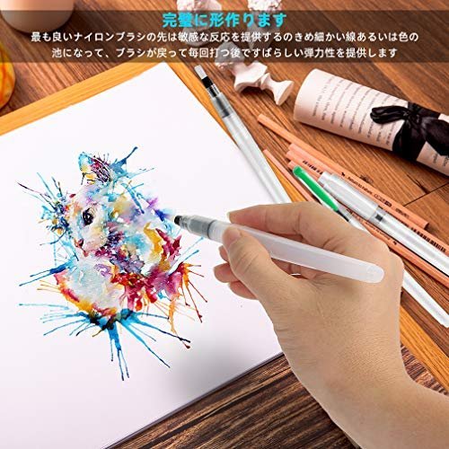 Paypayフリマ 水彩ペン 6本セット 高品質 高性能 水彩画 水彩色鉛筆用 水筆ペン 描画用 筆 綺麗に描ける 水を入れて使う本体の軸は ネジ式