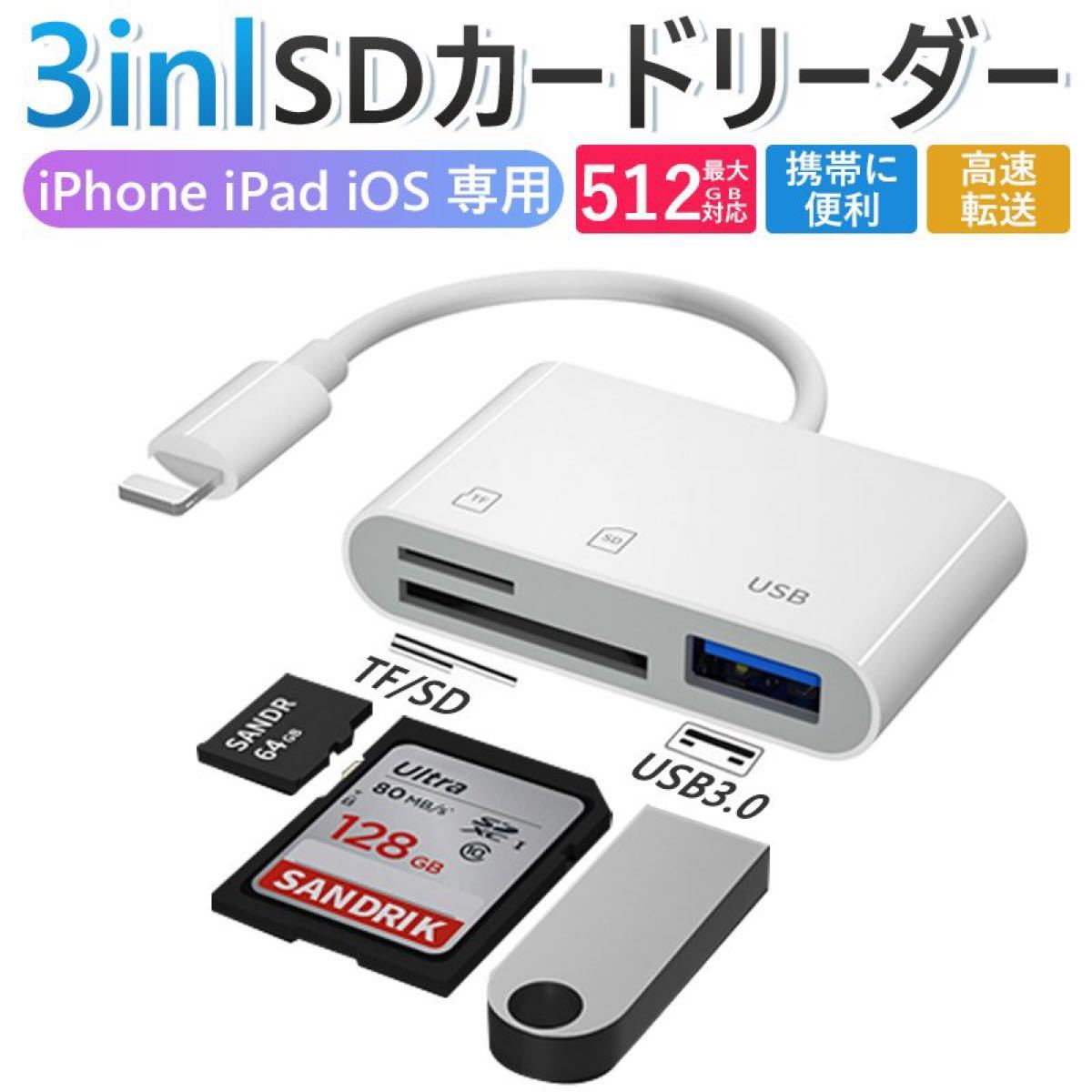 カードリーダー 転送 SD iPhone iOS14 双方向 データ転送