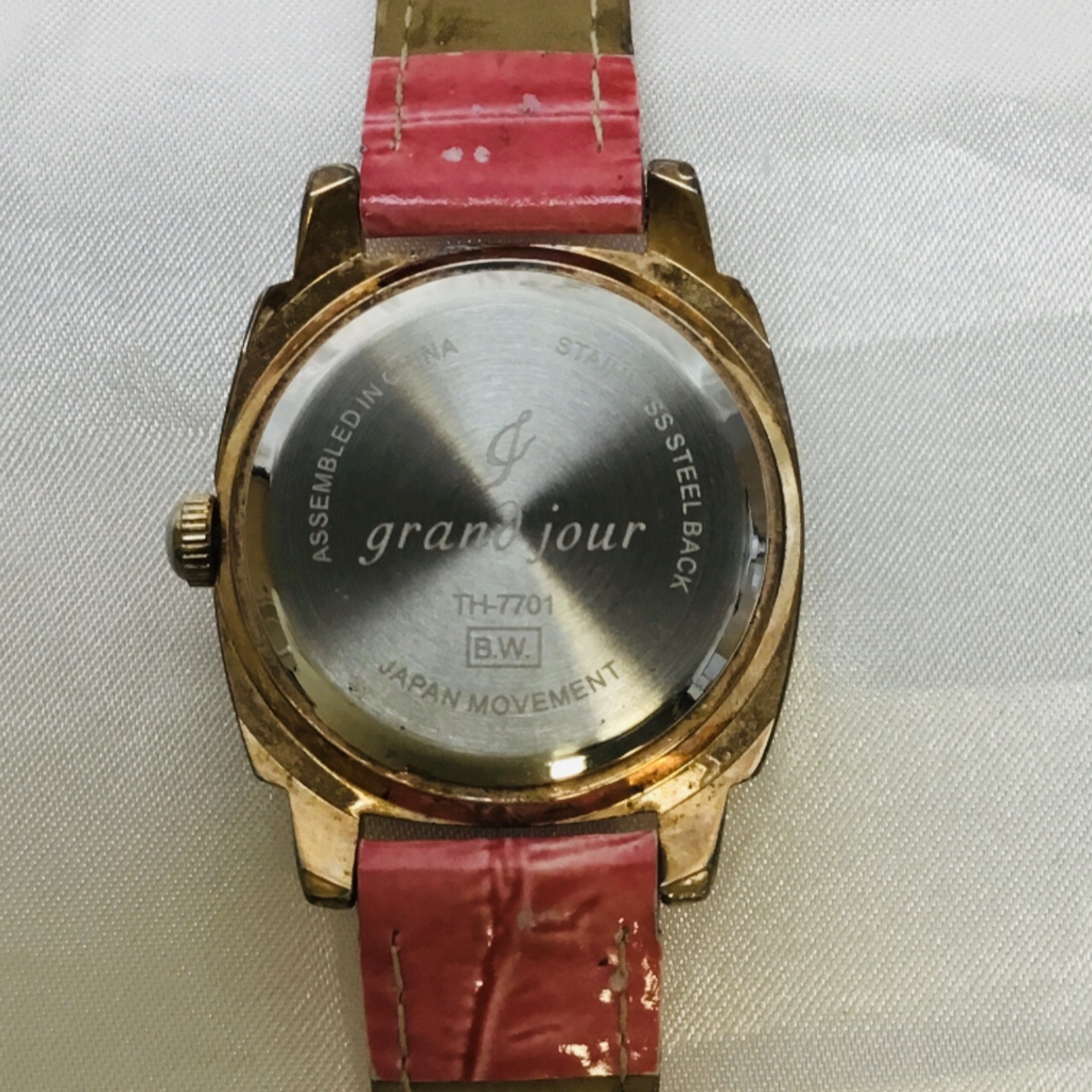 【中古品/通電確認】GRAND JOUR グランジュール レディース腕時計 革ベルト クオーツ　ステンレス　TH-7701　 RS1115_画像4