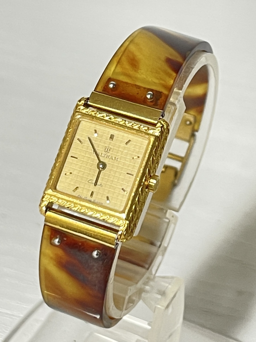 SF0401-59I　裏蓋18K 750刻印あり　WALTHAM　QUARTZ　腕時計　ウォルサム　クォーツ　レディース腕時計　女性向け_画像1
