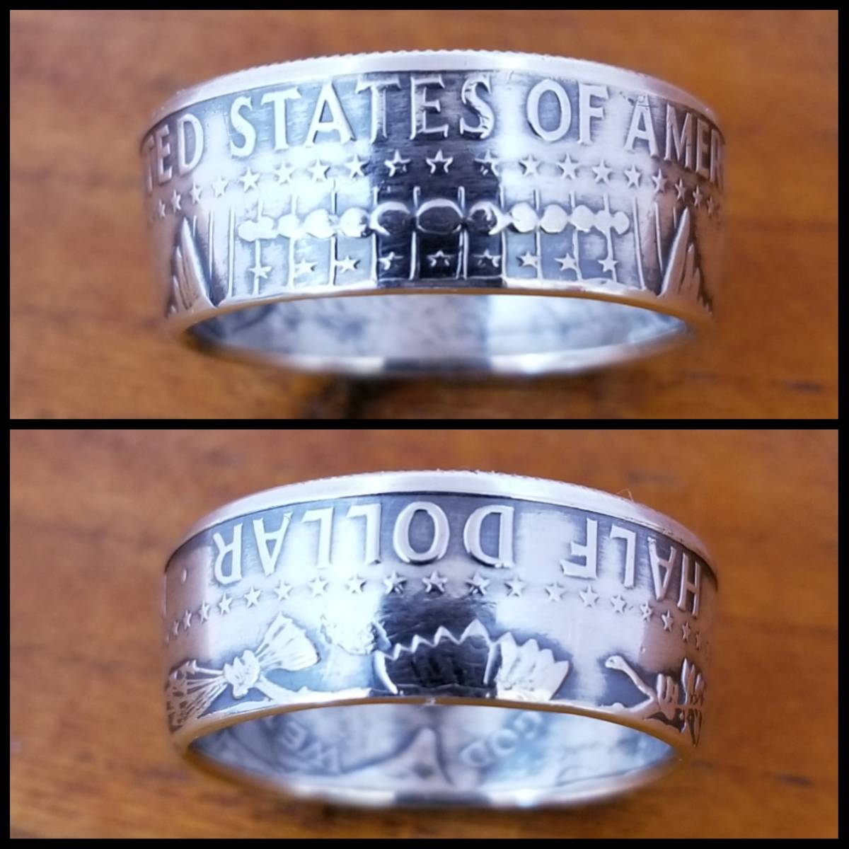 コインリング　アメリカ　50セント銀貨　ケネディーハーフダラー　イーグル面　シルバーリング　古銭指輪　SV900　AHD_画像2