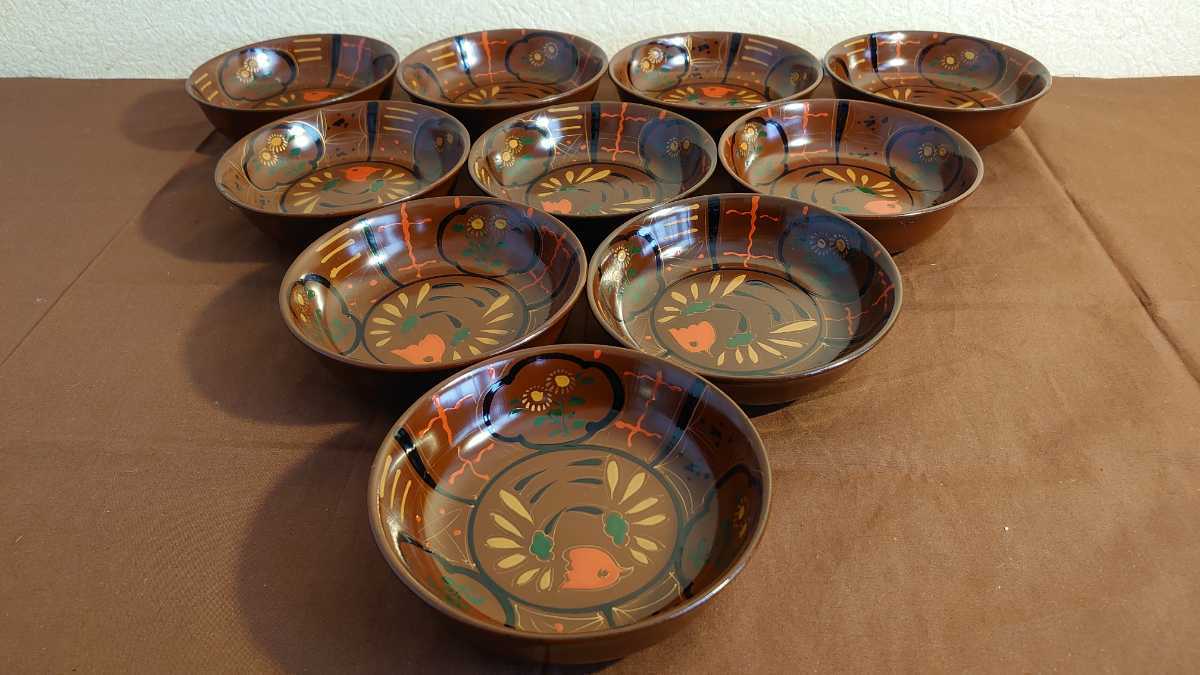 ヤフオク! - 吉野塗 輪島塗 漆器 小皿 銘々皿 木製 菓子皿 あずき塗...