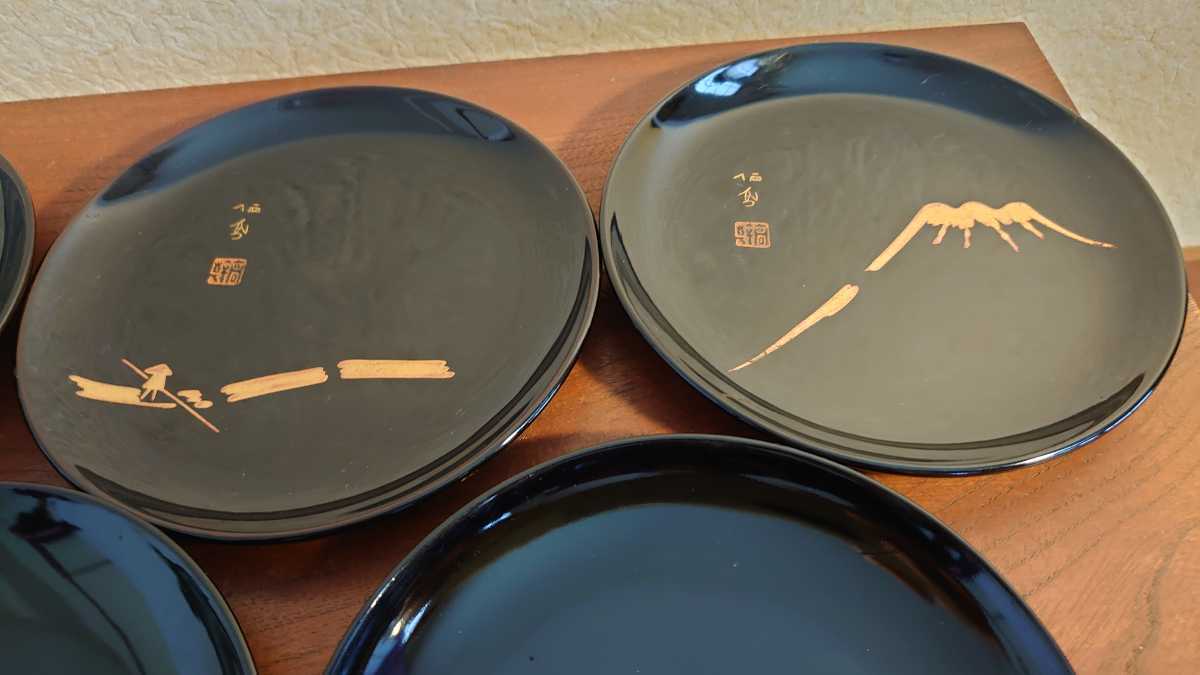 スーパーセール期間限定 美術工芸品 輪島塗 山水蒔絵 銘々皿 菓子皿