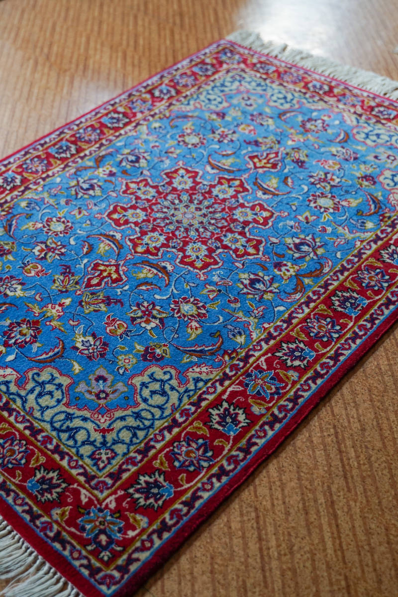 イラン☆ペルシャ絨毯 イスファハン産 玄関マット Size:105cmx75cm