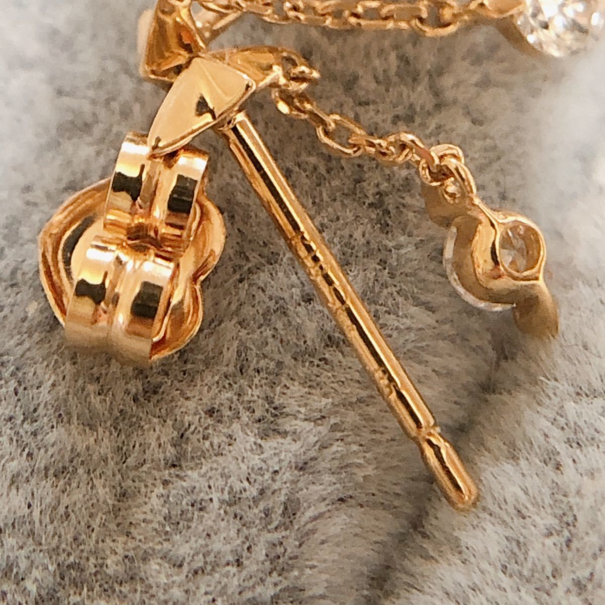 スタージュエリー K18YG 18K ダイヤモンドピアス 合計0.1ct 南洋真珠