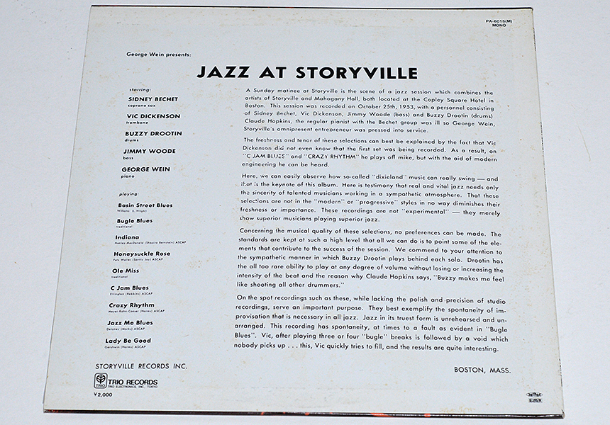 ■ SIDNEY BECHET AT STORYVILLE ■LPレコード日本盤・きれい中古_画像2