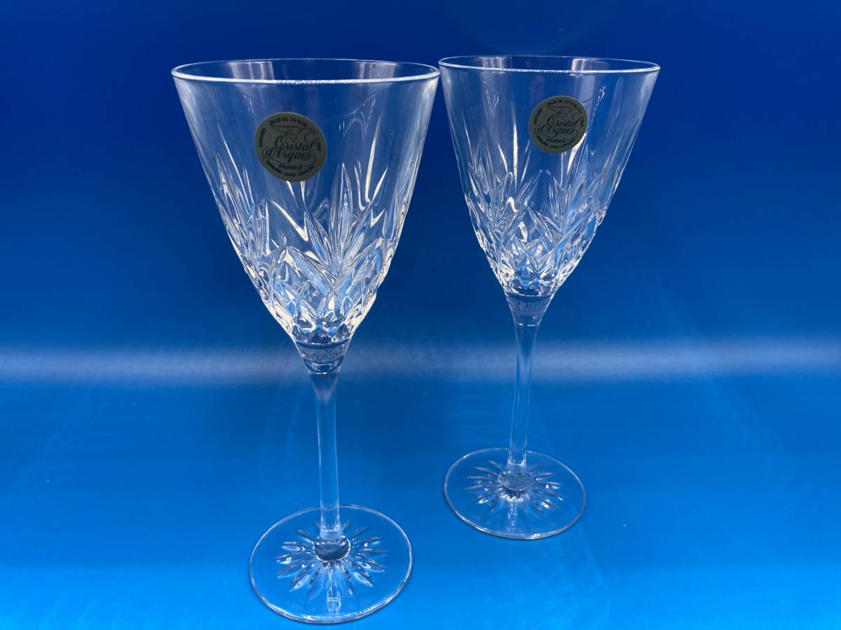 【未使用 箱なし】Cristal d'Arques(フランス）　★クリスタル　ワイングラス　2客　★サイズ 80×高さ190mm_画像1