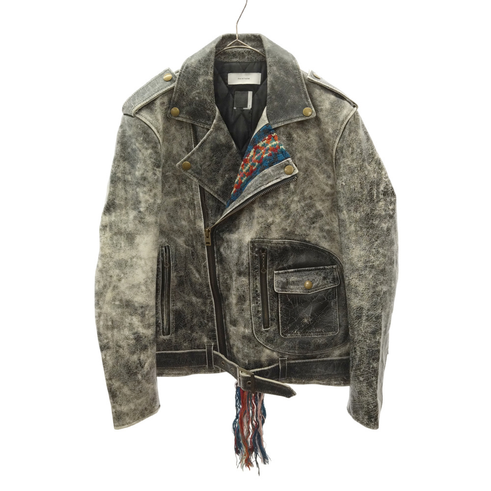 21.6万 FACETASMファセッタズム クラック加工ライダースジャケット