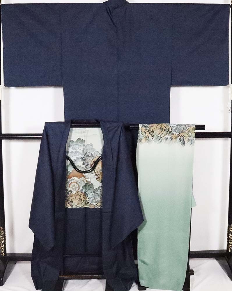 ヤフオク! - 紳士用 大島紬アンサンブル 長襦袢 セット 正絹 紺小亀甲...