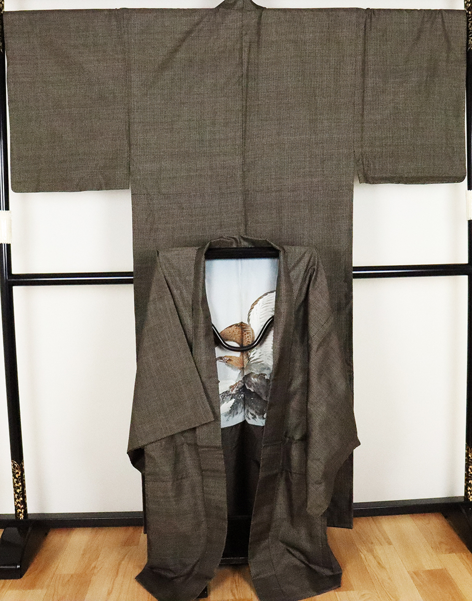 着物 大島紬 茶 新品未使用品