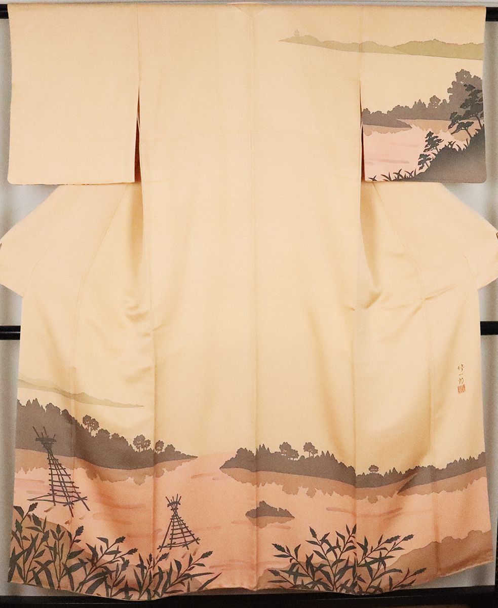 【超特価sale開催】 濱屋修一郎氏作 友禅訪問着 中古 リサイクル 送料無料 お出かけ用 美品 ki20400 Sサイズ 漁火 オレンジ色 ベージュ 正絹 仕立て上がり 【超特価sale開催】 濱屋修一郎氏作 友禅訪問着 中古 リサイクル 送料無料 お出かけ用 美品 ki20400 Sサイズ 漁火 オレンジ色 ベージュ 正絹 仕立て上がり