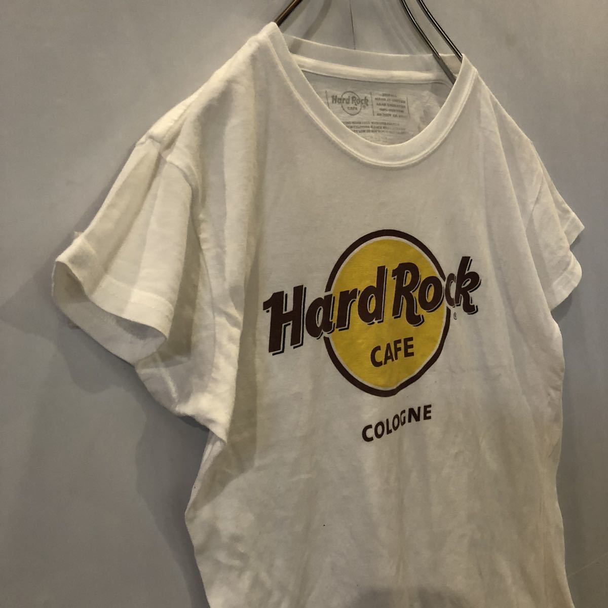 Hard Rock CAFE Hard Rock Cafe short sleeves T-shirt print T-shirt white lady's XS size [AY0158]