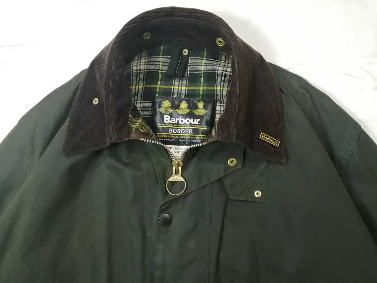 Mint condition◎90s BARBOUR border c44 3クレスト ボーダー　バブアー　　セージ　イギリス製　　、_画像2