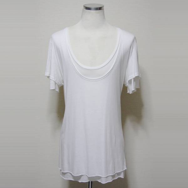 美品 日本正規品 NeilBarrett ニールバレット ディープUネック 2枚重ね レイヤード Tシャツ 白 S