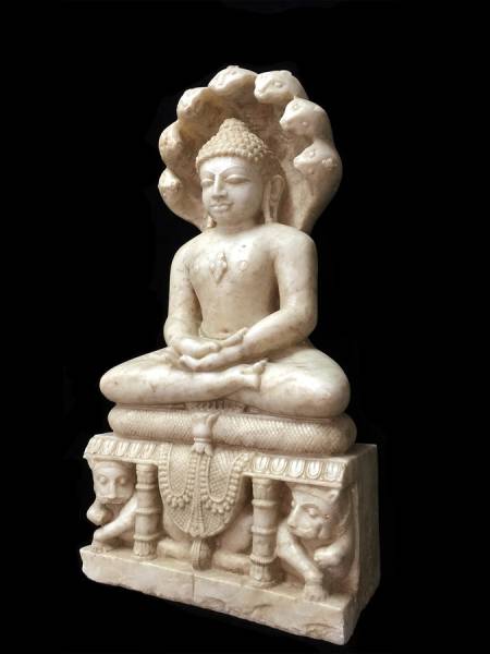 12世紀後期～13世紀 蛇神の下に坐る仏陀 坐像 大理石_画像2