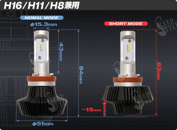 H11 車検対応 分離ヒートシンク搭載 カットライン調整 LEDランプ_画像2