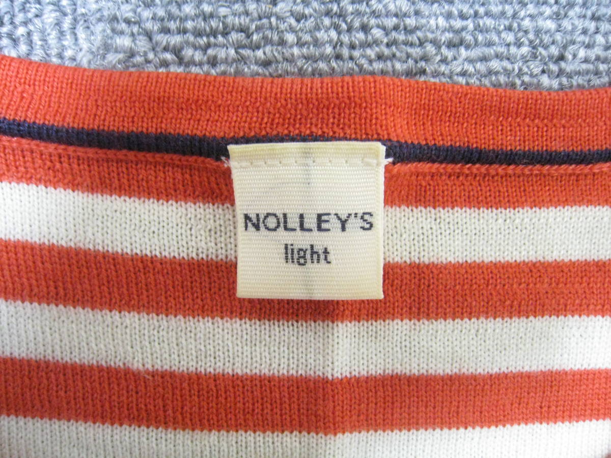 NOLLEY'S Light■ノーリーズ ライト ウール100％ ボーダー ニット カーディガン イタリア製糸使用 レディース サイズ38_画像5