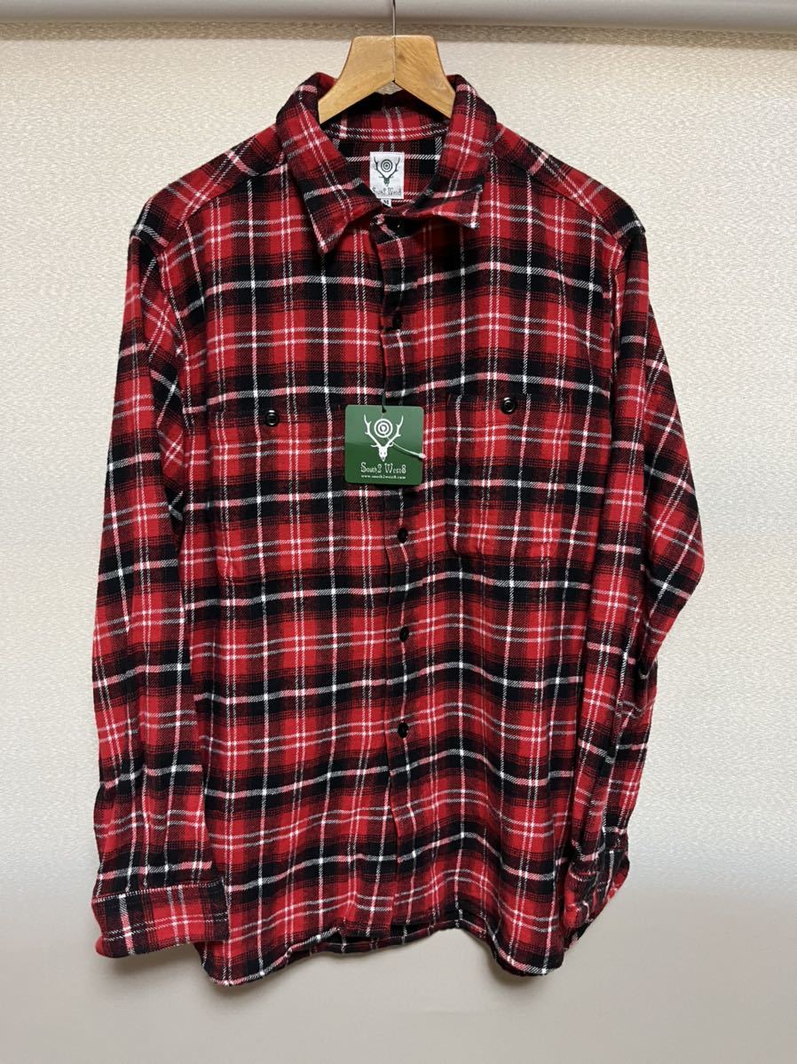超高品質で人気の S2W8　サウスーウエストエイト　ネルシャツ　ワークシャツ　長袖　赤系　DI846　サイズM　未使用品　チェック Mサイズ