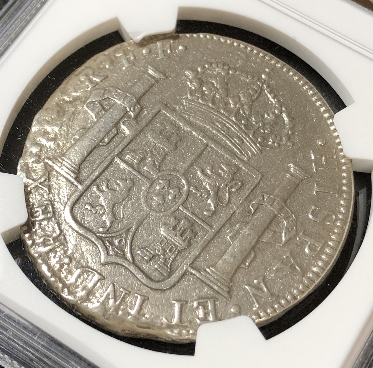 1783年 沈没船 貿易銀貨 スペイン領 メキシコ 8レアル 銀貨 NGC AU Details 鑑定済 Sea Salvaged 稀少 アンティーク コイン_画像8