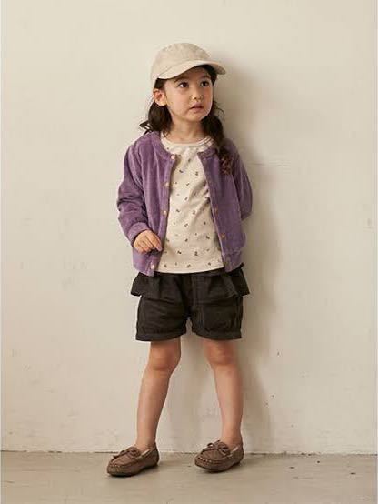  new goods unused tag attaching!petit main*pti my n* side frill corduroy short pants * charcoal 90cm*a pre re cool *