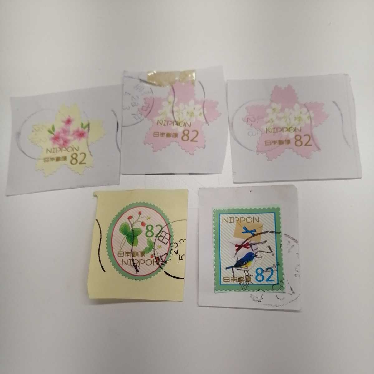 使用済み切手　春のグリーティング　平成２８年３月３日発行　４種類５枚_画像1