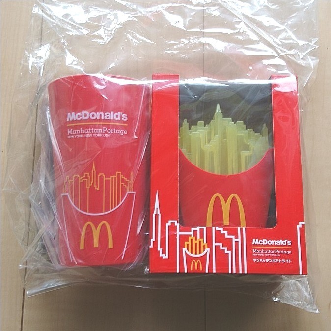 新品 マクドナルド グッズ3点セット マンハッタンポテトライト、ファスナーポーチ、ロングコップ   マック