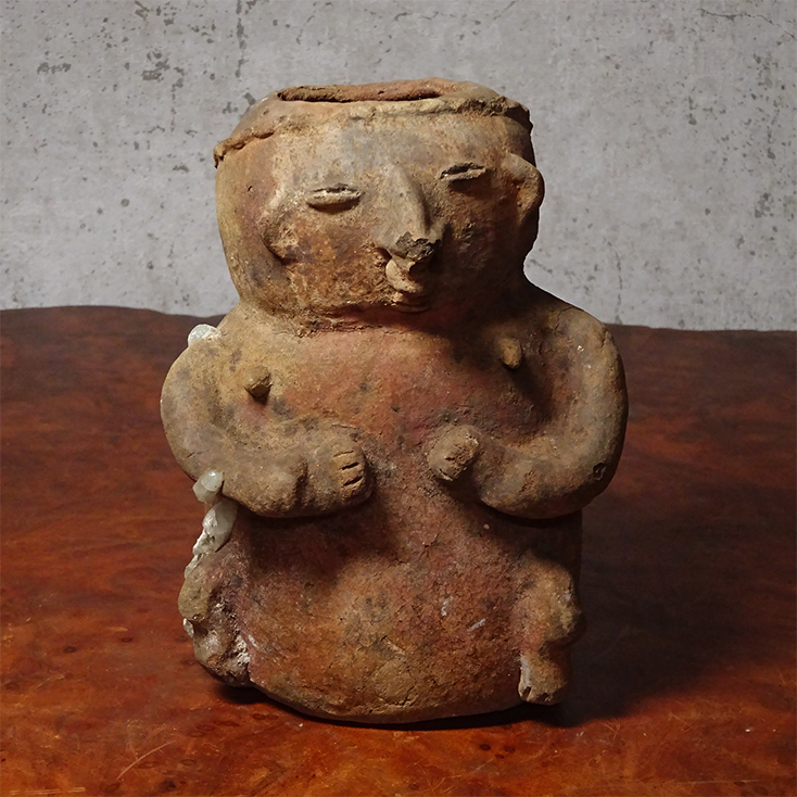 慶應◆古代アンデスの美術 3～7世紀 プレ・インカ モチェ文化 紅陶童子図 象形壺 発掘出土品