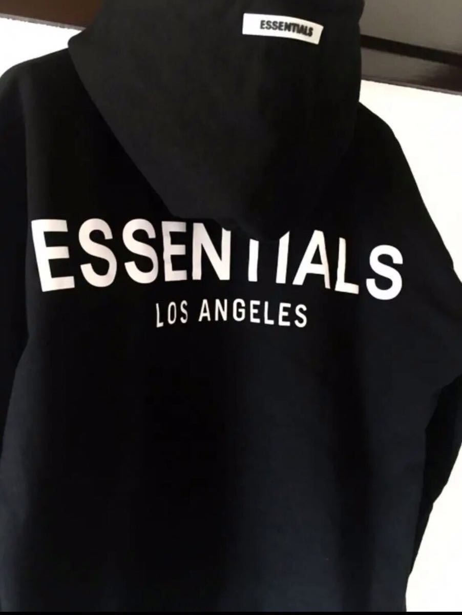 FEAR OF GOD Essentials Los Angeles 限定　(エッセンシャルズ) リフレクター　パーカー フーディ 黒　Lサイズ_画像4