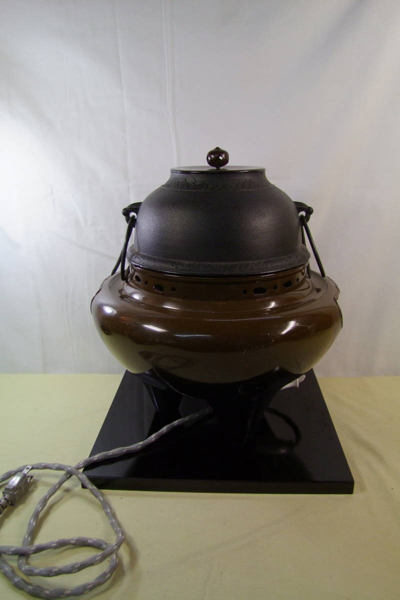 風炉 茶釜 電熱器 唐銅朝鮮風炉釜(敬典造) 野々田電熱器 敷板 茶道具