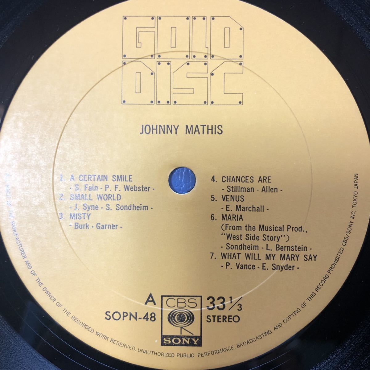 J LP Johnny Mathis ジョニー・マーティス・ゴールド・ディスク 見開きジャケライナー レコード 5点以上落札で送料無料_画像6