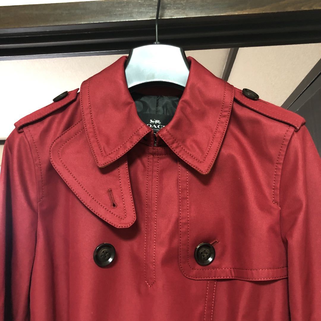 75%以上節約 試着のみ COACHコーチ ワインレッド トレンチコート