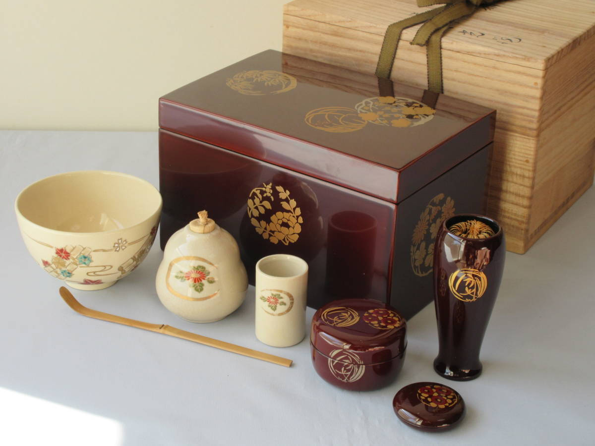 藪内流 青々斎書付 筑城筑良作 花丸蒔絵 梨地 大棗 共箱 茶道具 品質は