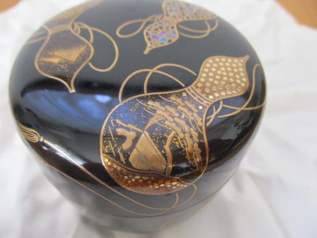 越前塗 荒井正春 六瓢(内梨地) 瓢箪蒔絵 漆 七宝 棗 なつめ 越前塗 荒井正春 六瓢(内梨地) 瓢箪蒔絵 漆 七宝 棗 なつめ