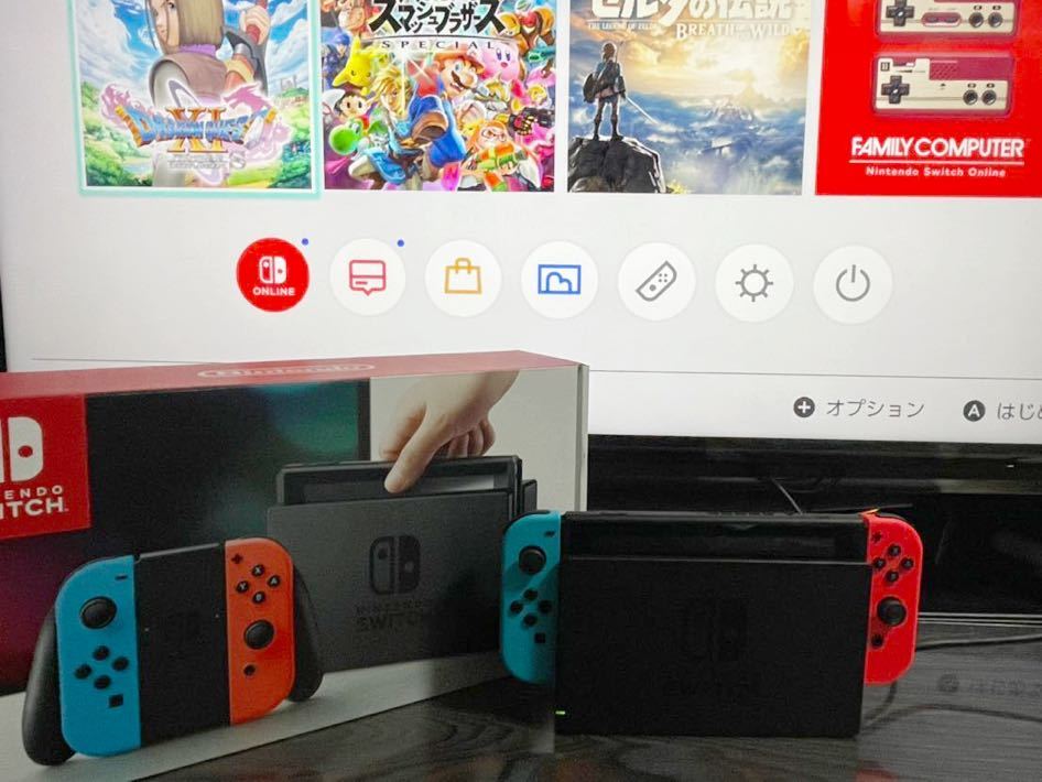 動作確認済 美品 Nintendo Switch 本体【Joy-Con(L) ネオンブルー/(R) ネオンレッド】ニンテンドー スイッチ　任天堂_画像1