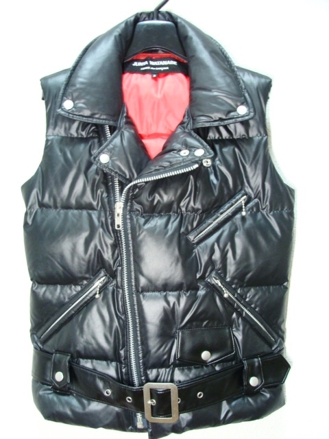 JUNYA WATANABE COMME des GARCONS コムデギャルソン ◇ PVC フェイク レザー 切替 ナイロン ダブル ライダース ダウン ベスト ジレ