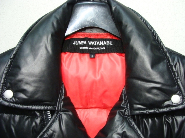 JUNYA WATANABE COMME des GARCONS コムデギャルソン ◇ PVC フェイク レザー 切替 ナイロン ダブル ライダース ダウン ベスト ジレ